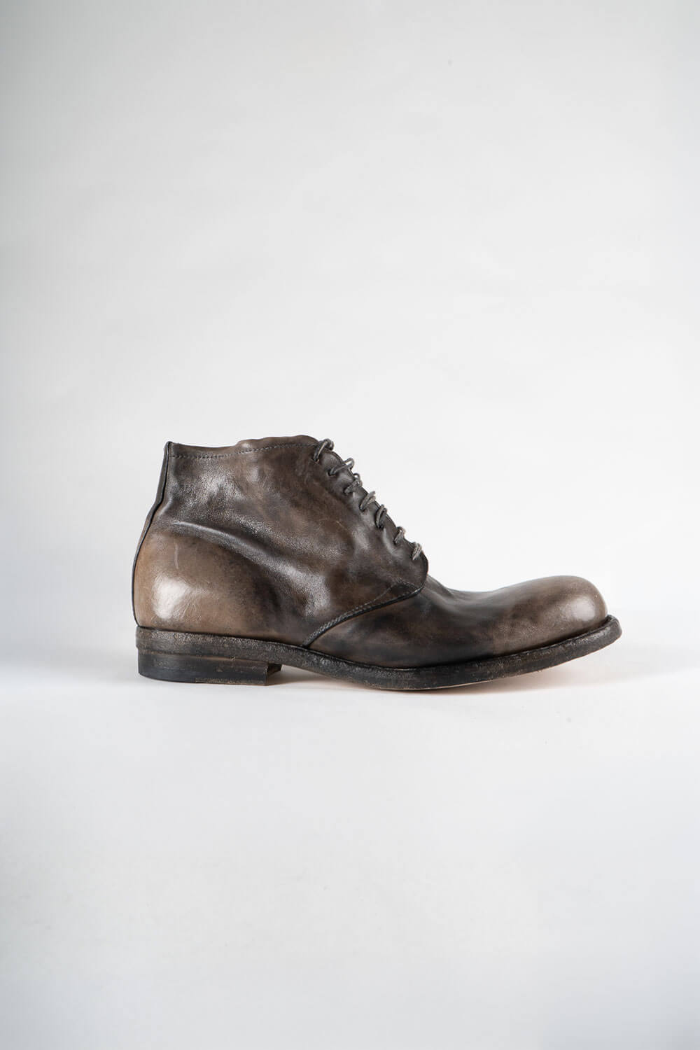 Fade Effect Italian Bufallo Leather Boot Black/Brown