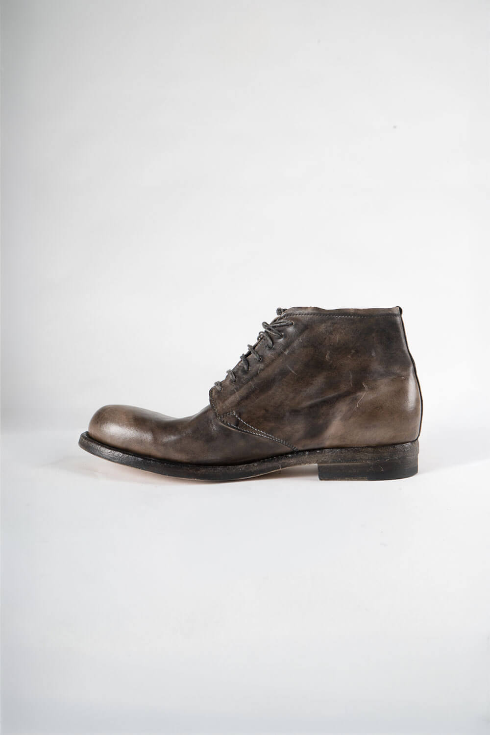 Fade Effect Italian Bufallo Leather Boot Black/Brown