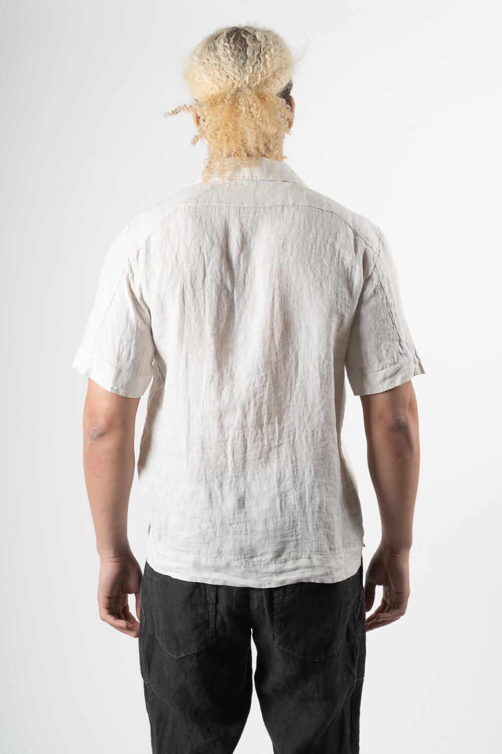 Front Pocket S/S Linen Shirt Beige