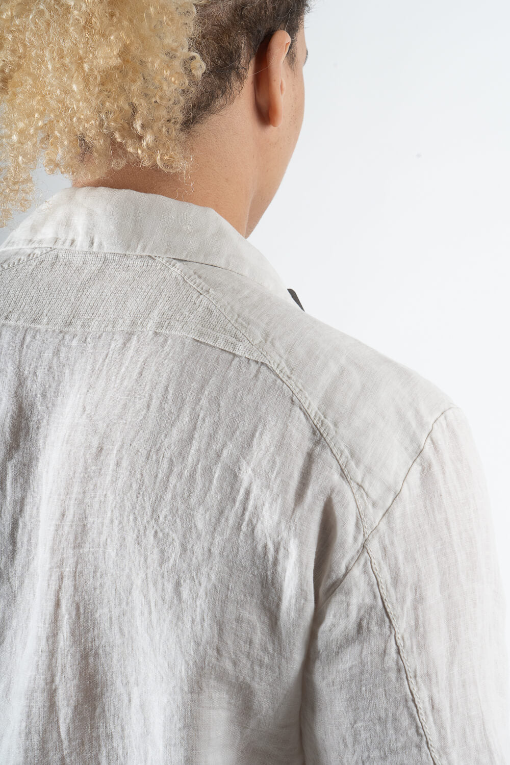 Front Pocket S/S Linen Shirt Beige