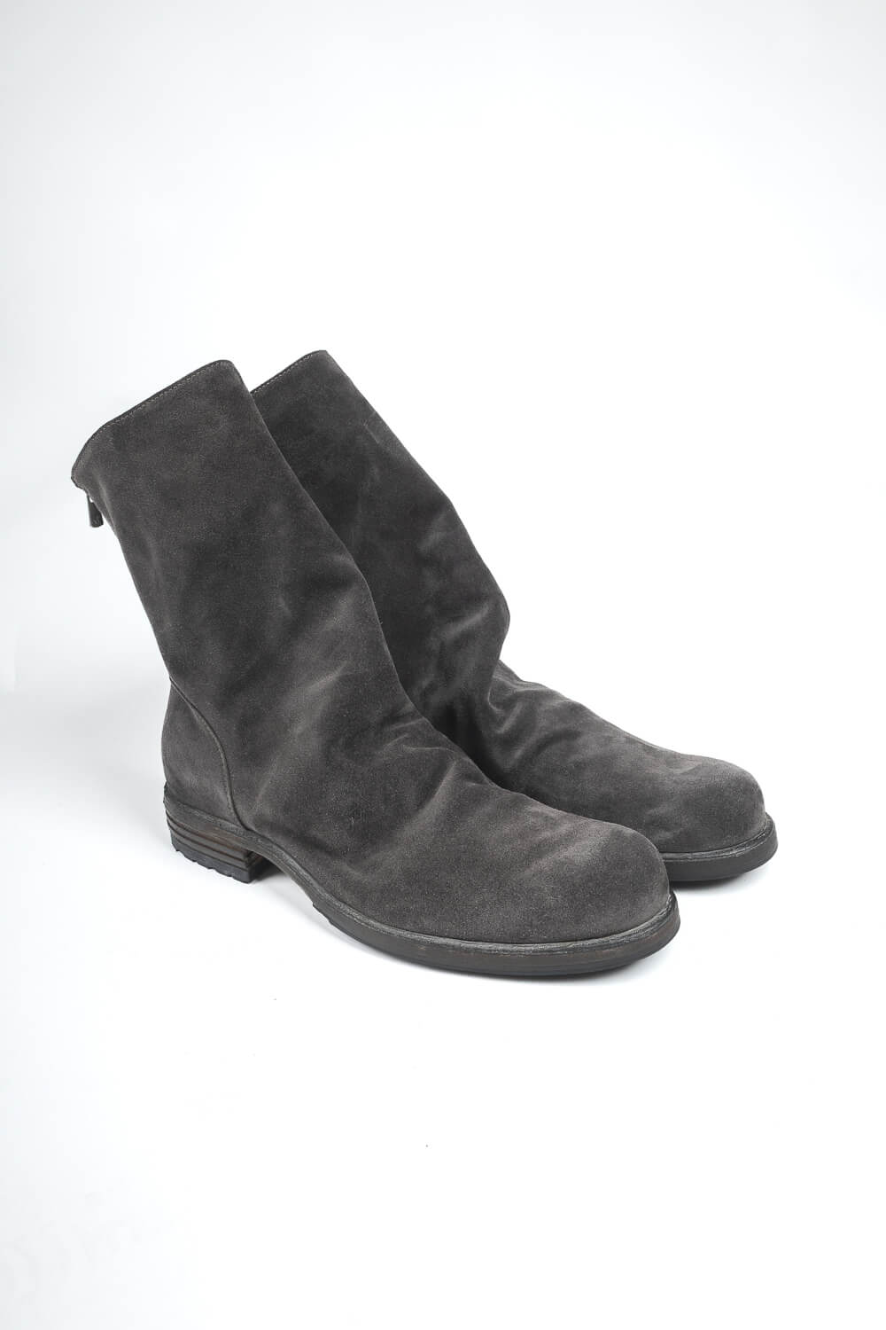 Full Zip Up Italian Calf Suede Boot Charcoal/Grey