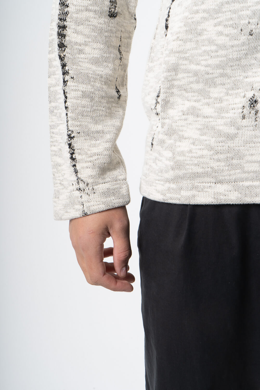 Full Zip Up Knitted Cotton Design Jacket Beige