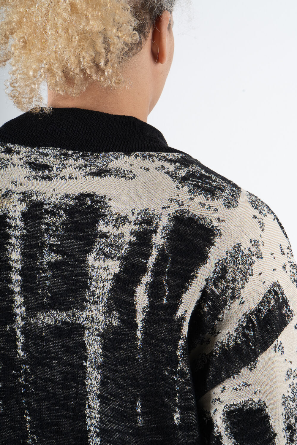 Full Zip Up Knitted Cotton Design Jacket Black