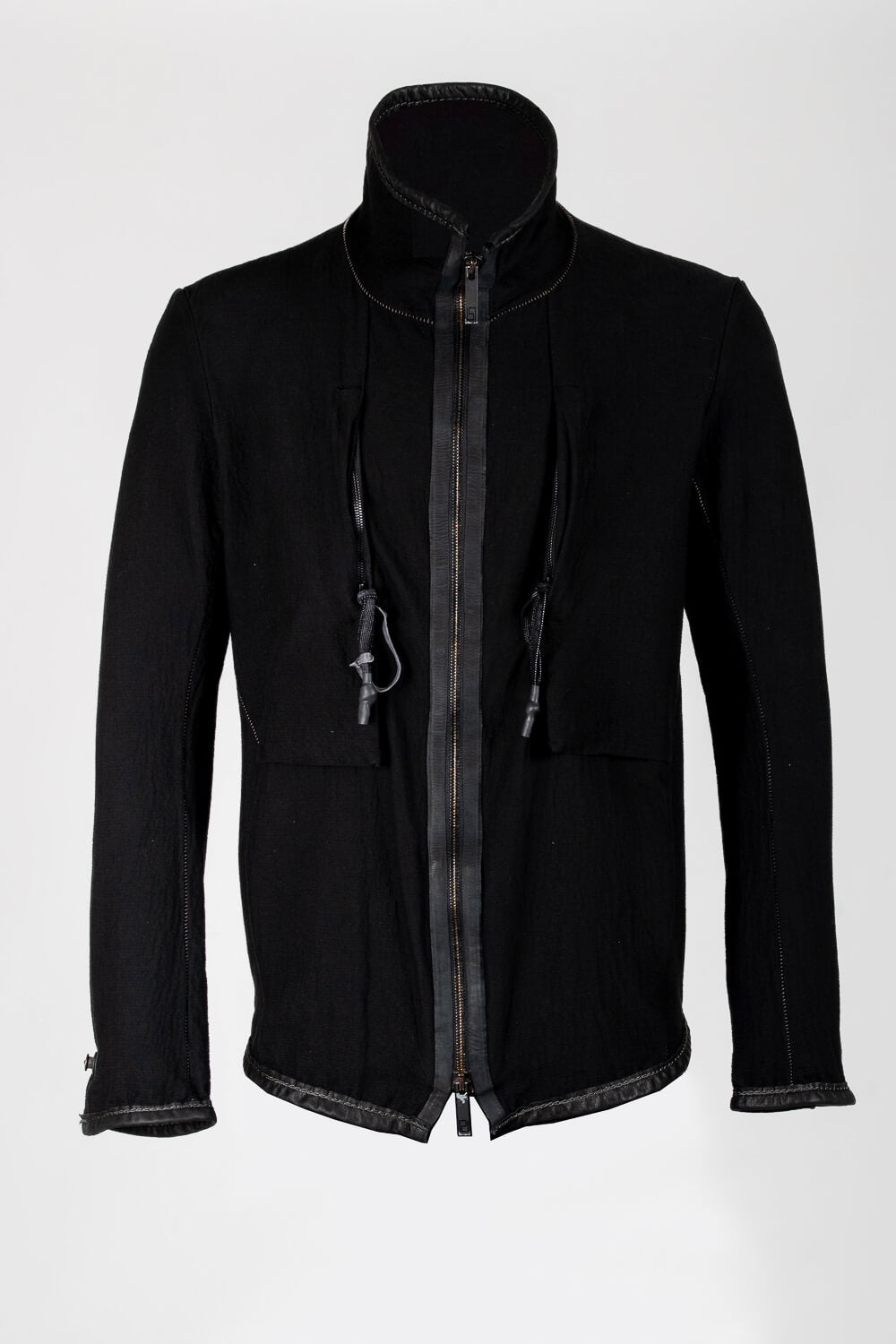 Gusset High Neck Zipper Jacket Black