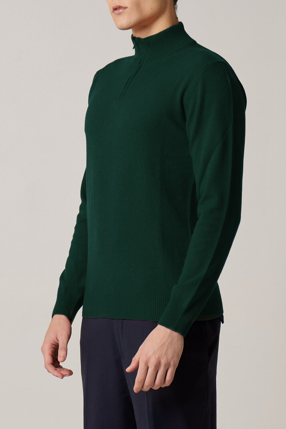 Half-Zip Cashmere Blend Sweater Green
