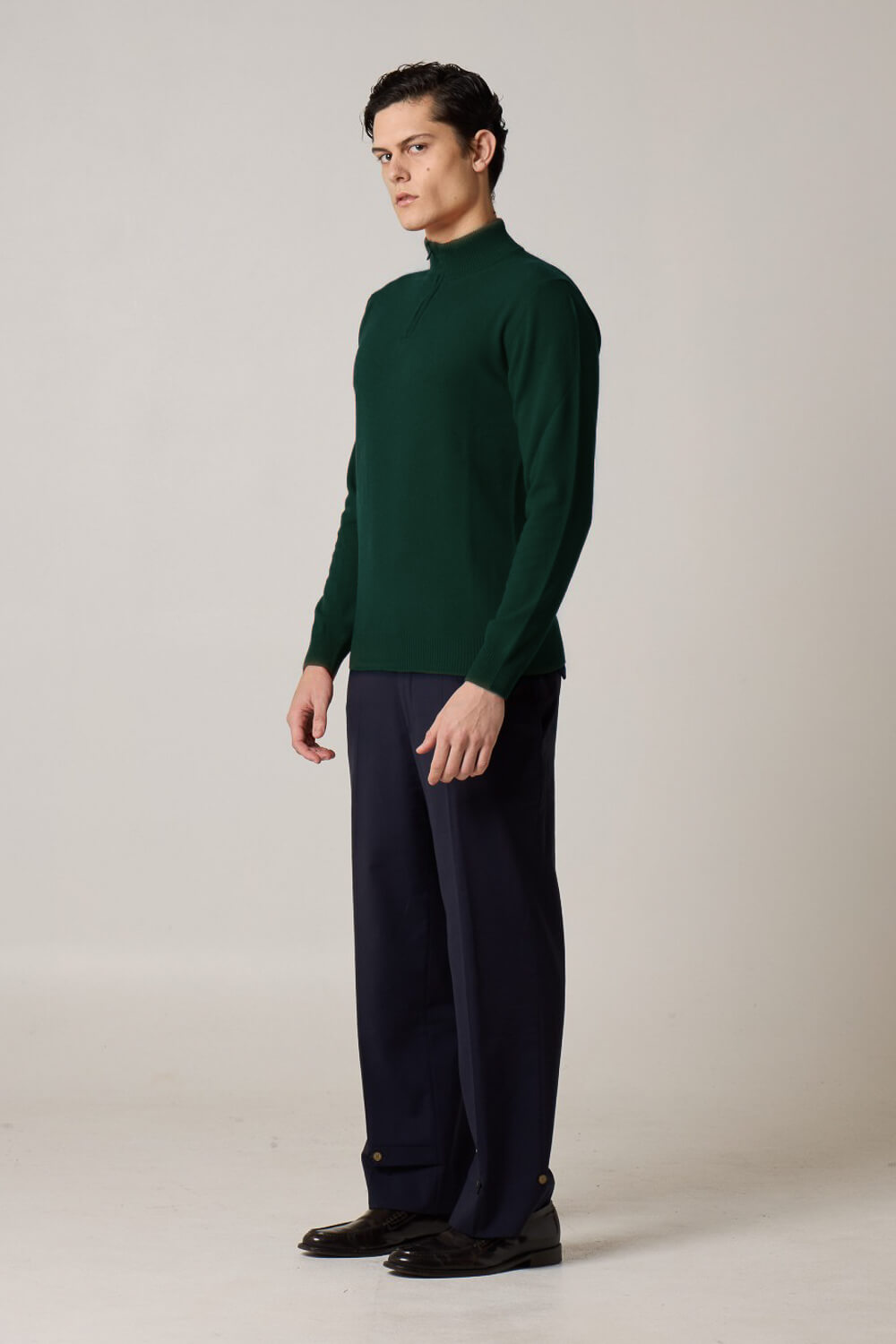 Half-Zip Cashmere Blend Sweater Green