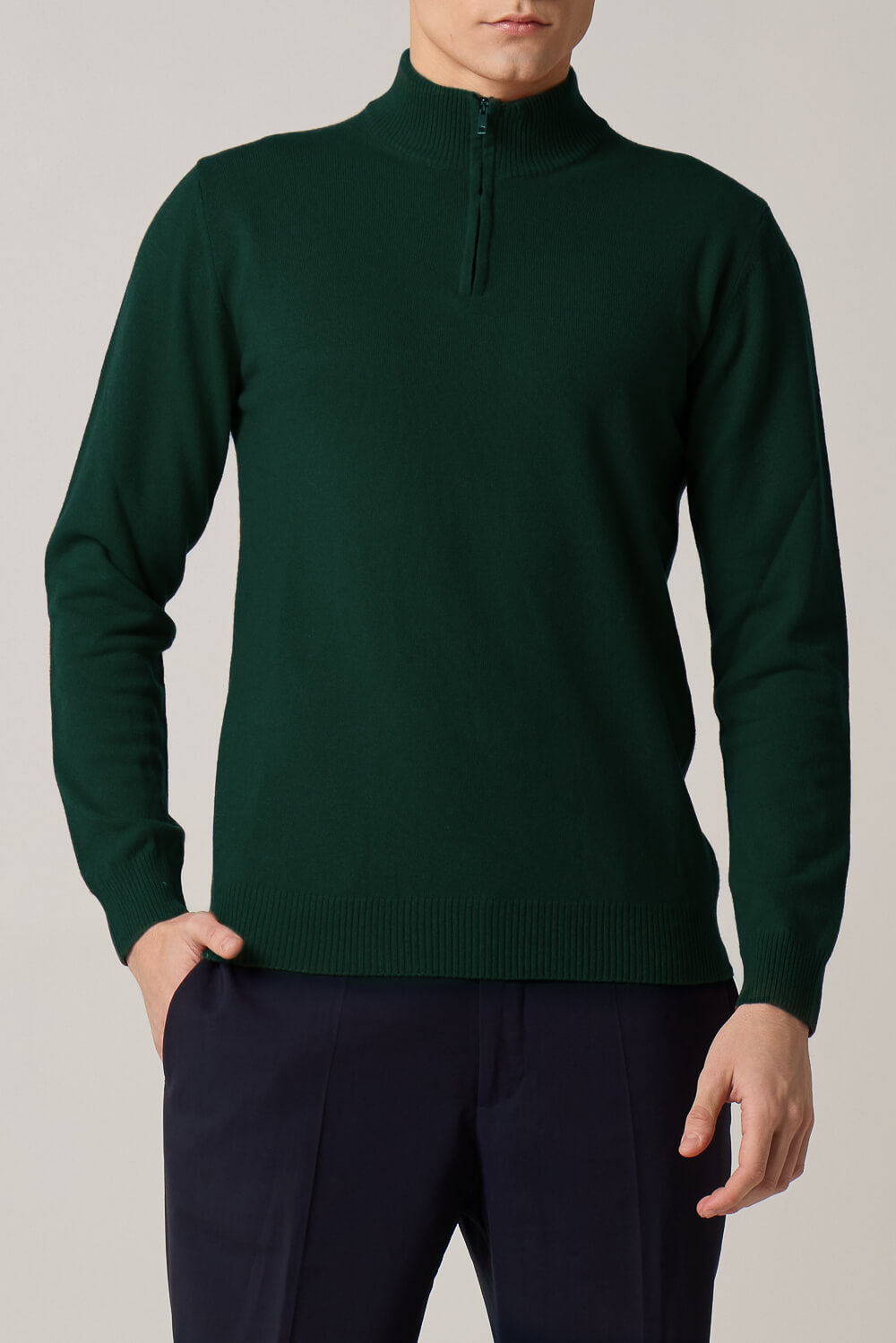 Half-Zip Cashmere Blend Sweater Green