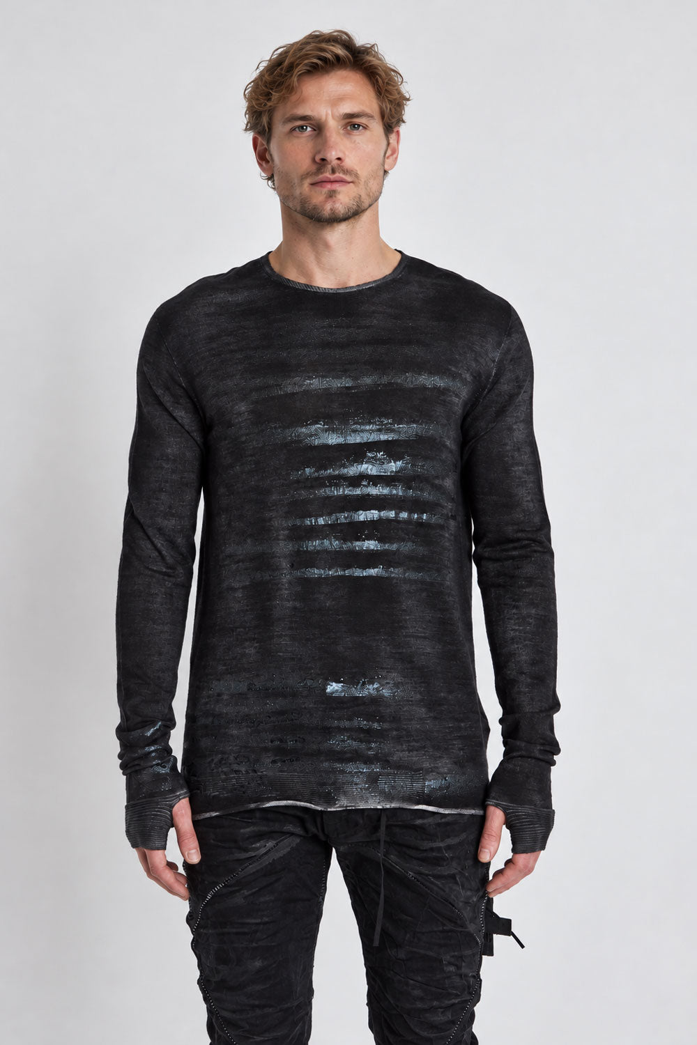 Hand Painted Washed Knit Jumper Black