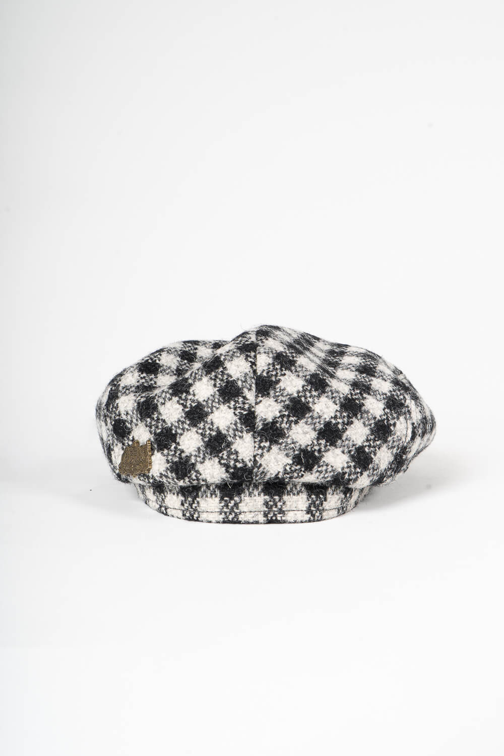 Harris Tweed Twotone Check Flat Cap Black/White