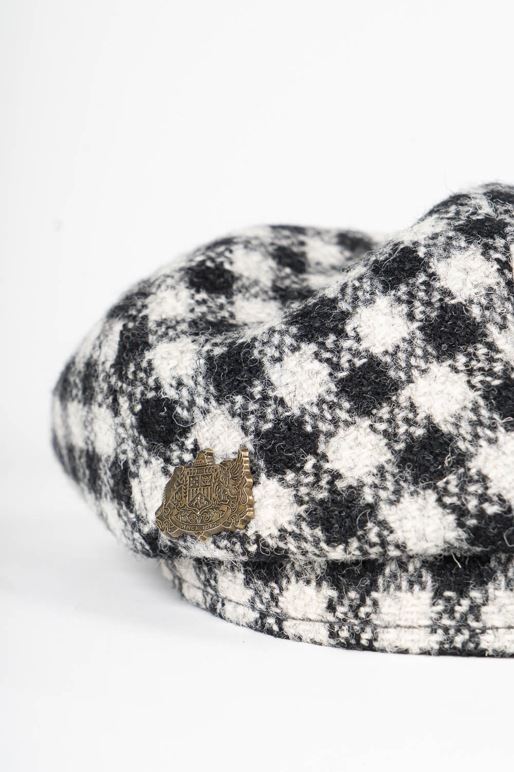 Harris Tweed Twotone Check Flat Cap Black/White