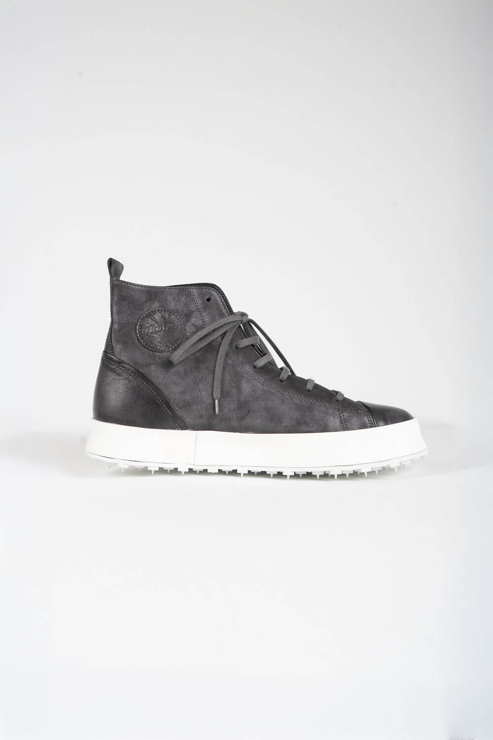 High Top Calf Leather Shoe Grey/White