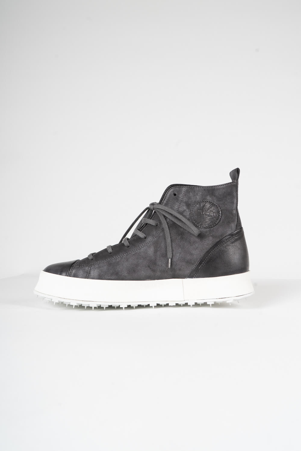 High Top Calf Leather Shoe Grey/White