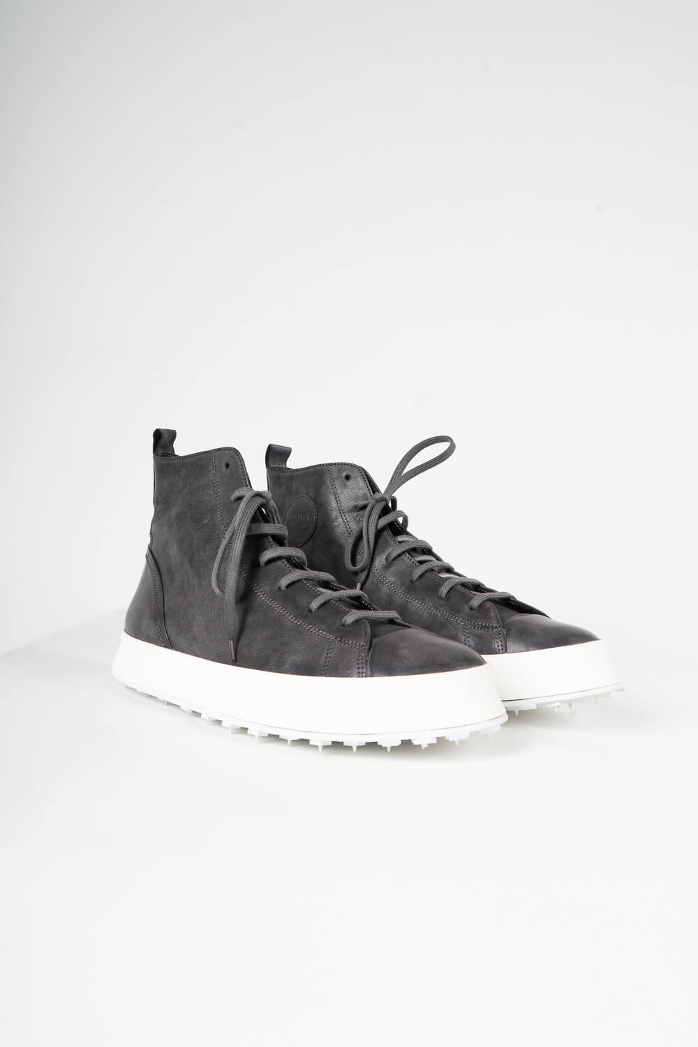 High Top Calf Leather Shoe Grey/White