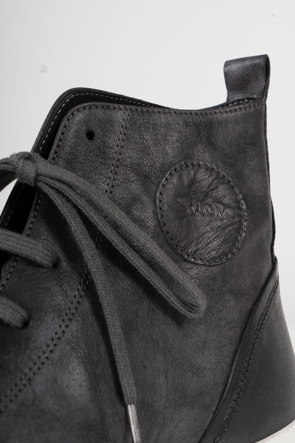 High Top Calf Leather Shoe Grey/White