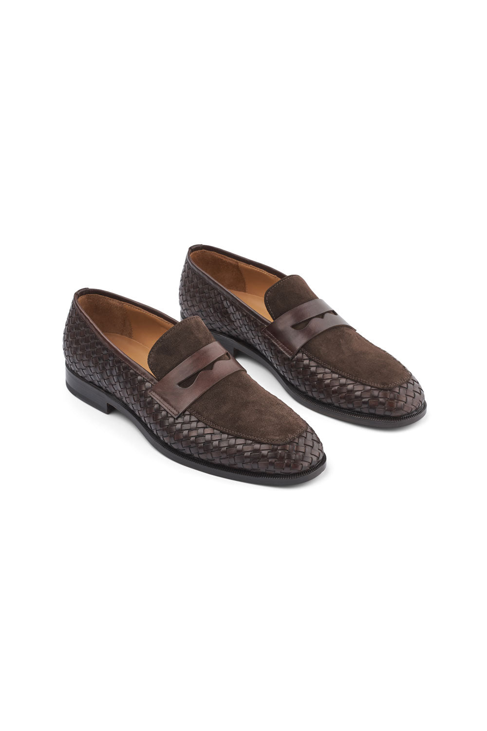 Italian Suede/Leather Woven Loafer Brown