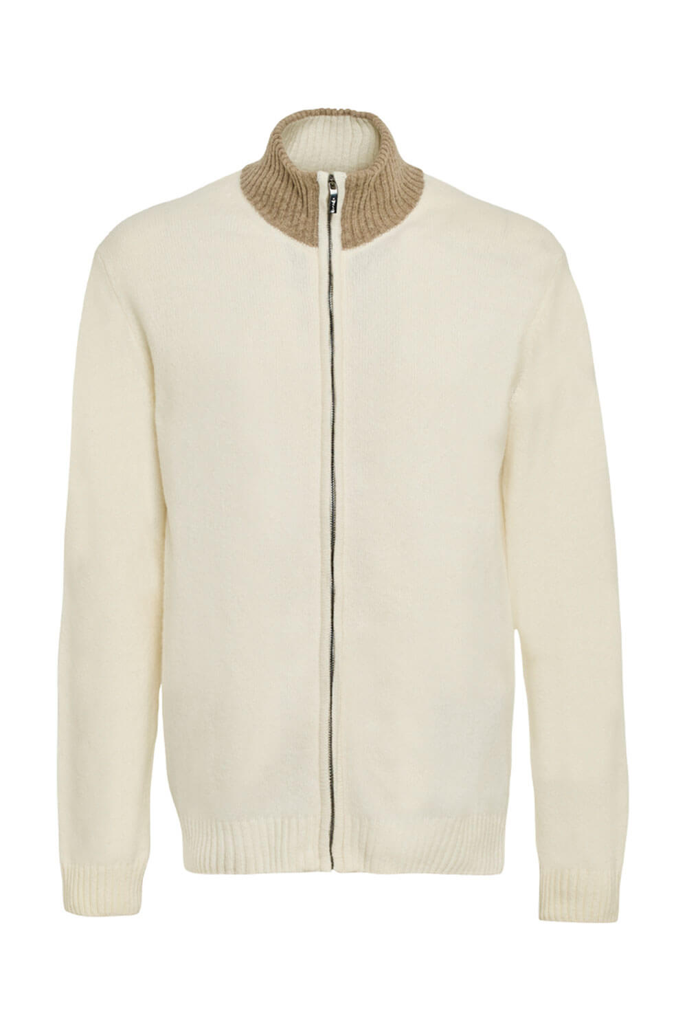 Italian Wool Full Zip Cardigan Beige/Cream