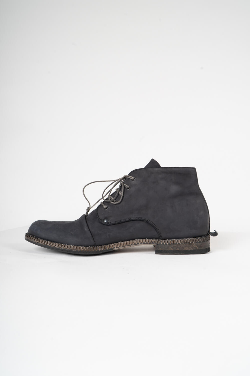 Italian Calf Leather Crease Effect Boot Charcoal