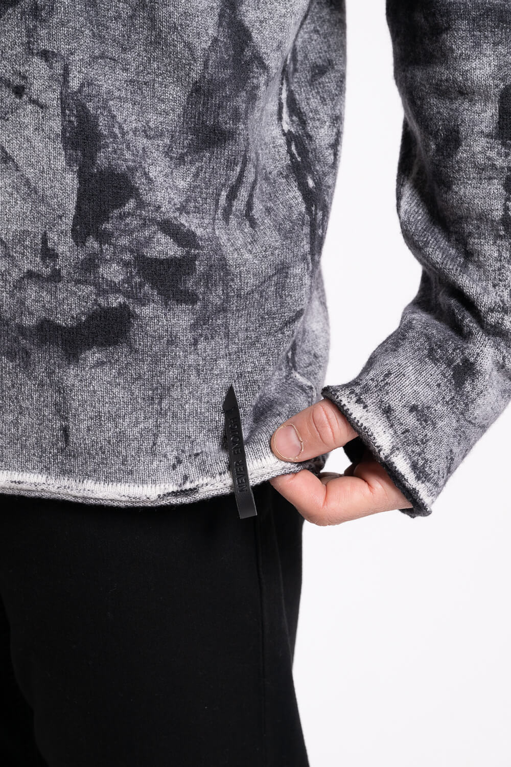 Italian Cashmere Marble Effect Sweatshirt Grey/White