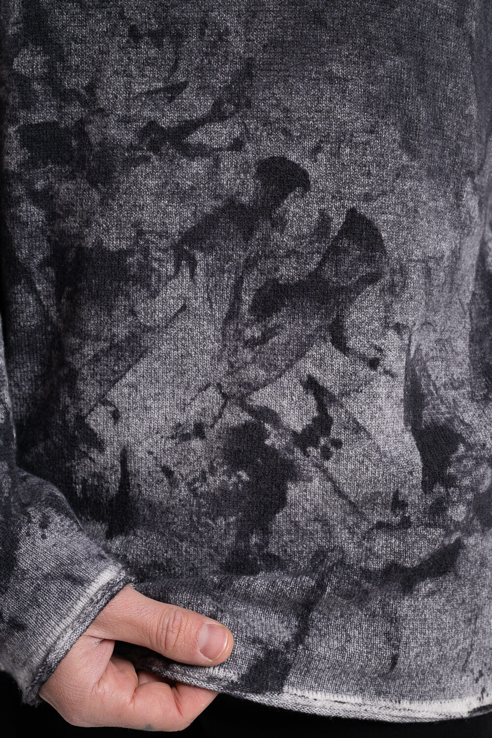 Italian Cashmere Marble Effect Sweatshirt Grey/White