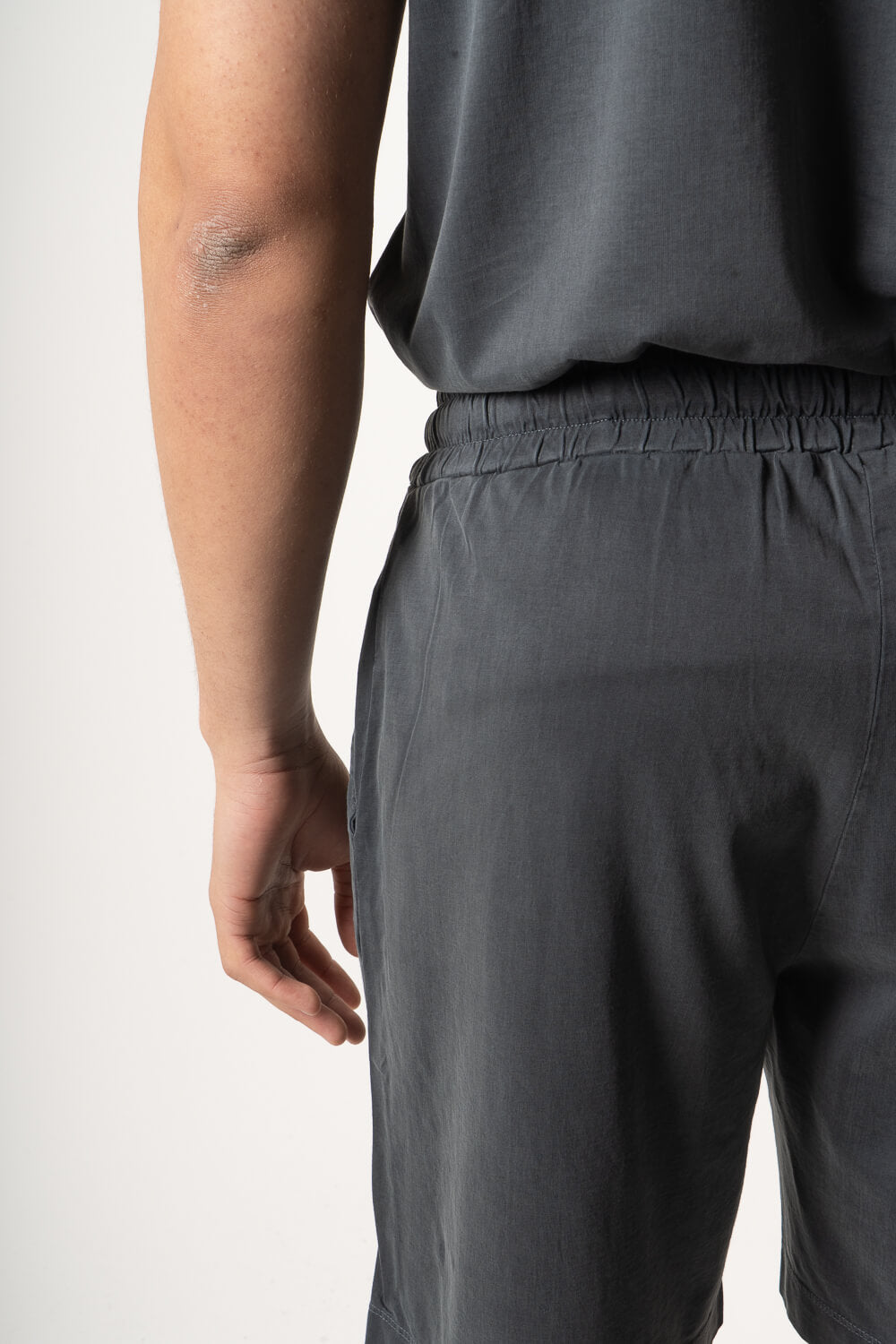 Italian Cupro/Cotton Shorts Steel Blue