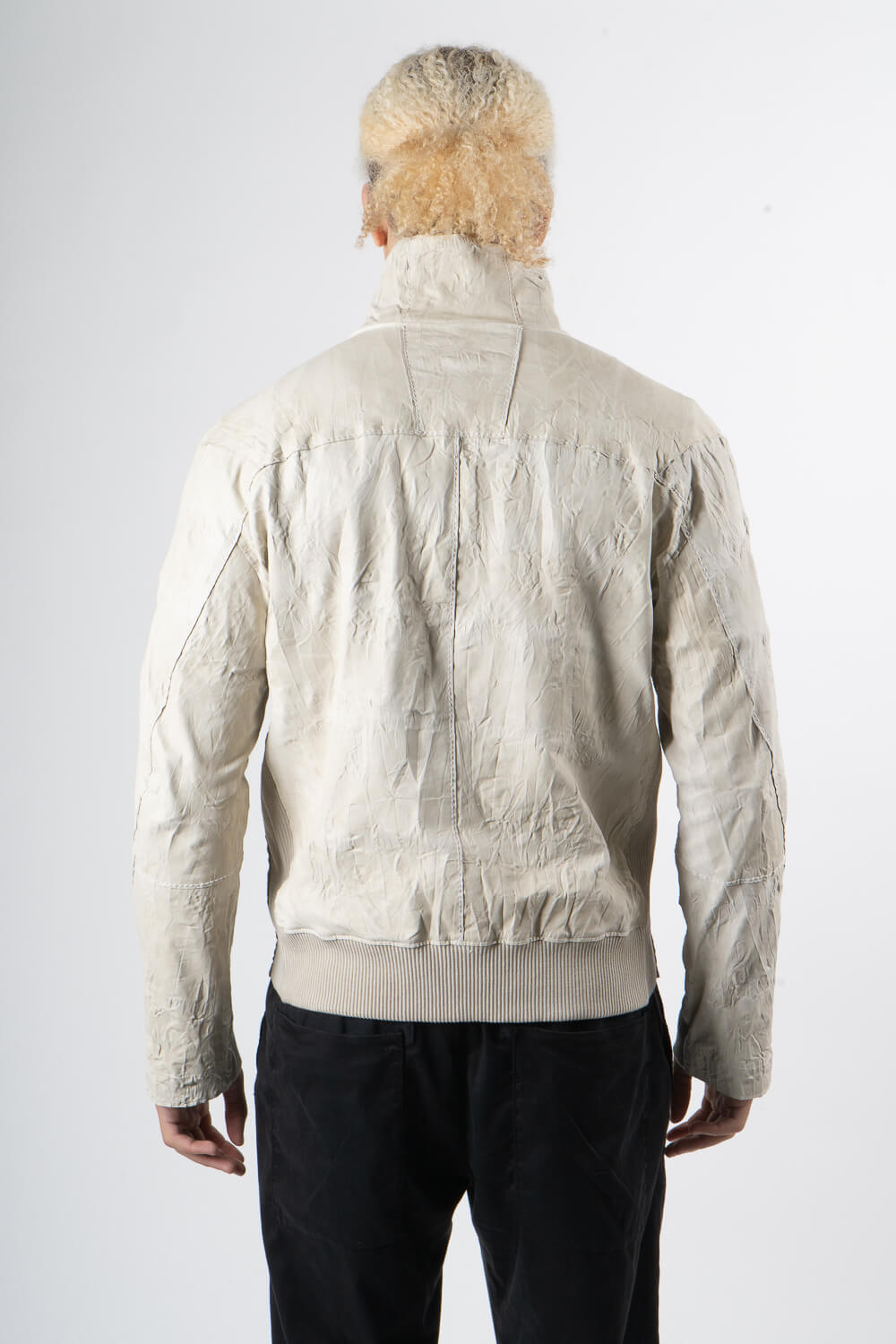 Italian Lamb Leather W/ Croc Effect Jacket Cream