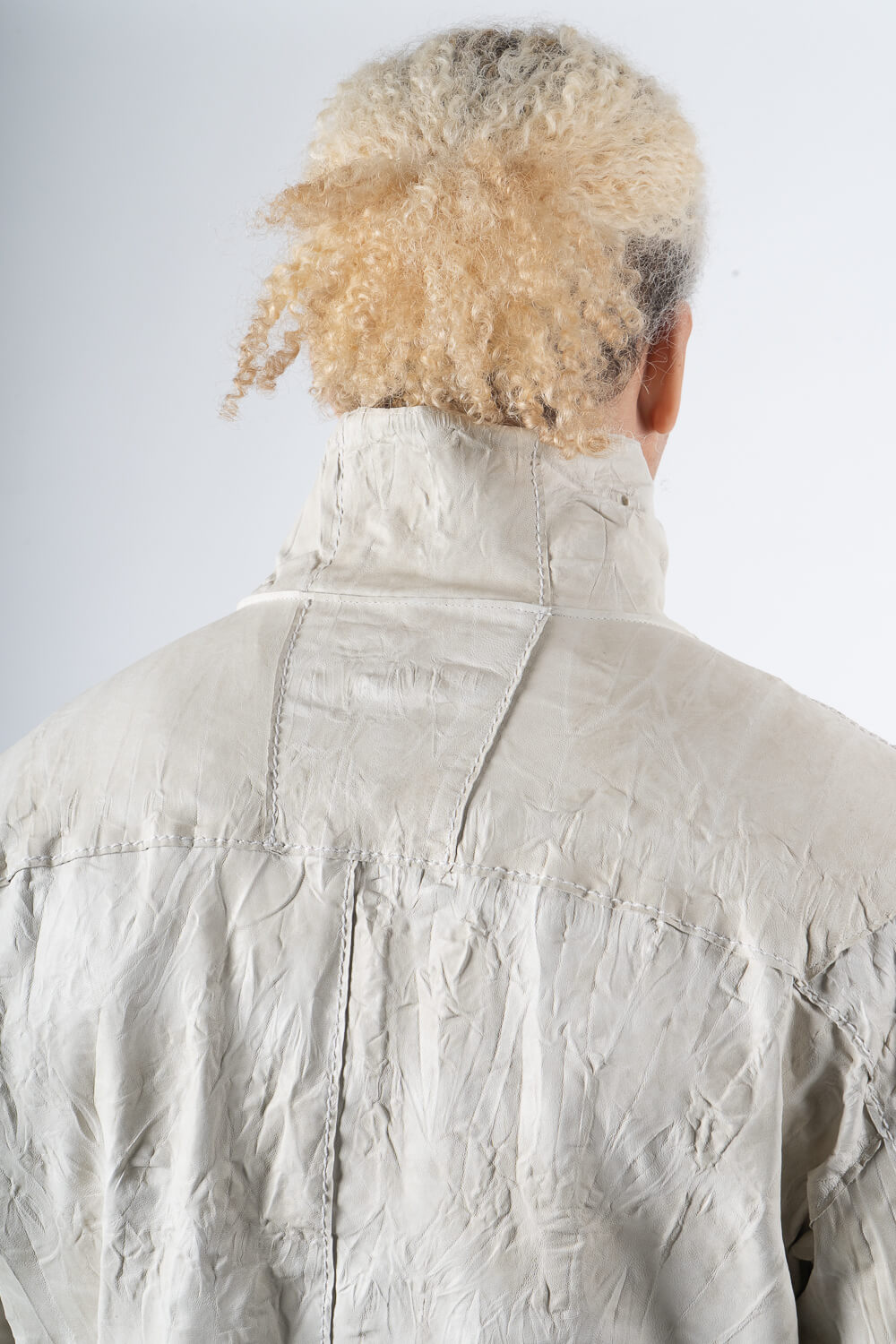 Italian Lamb Leather W/ Croc Effect Jacket Cream