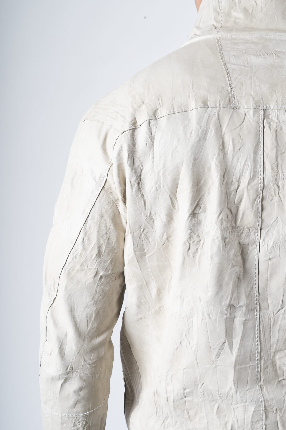 Italian Lamb Leather W/ Croc Effect Jacket Cream