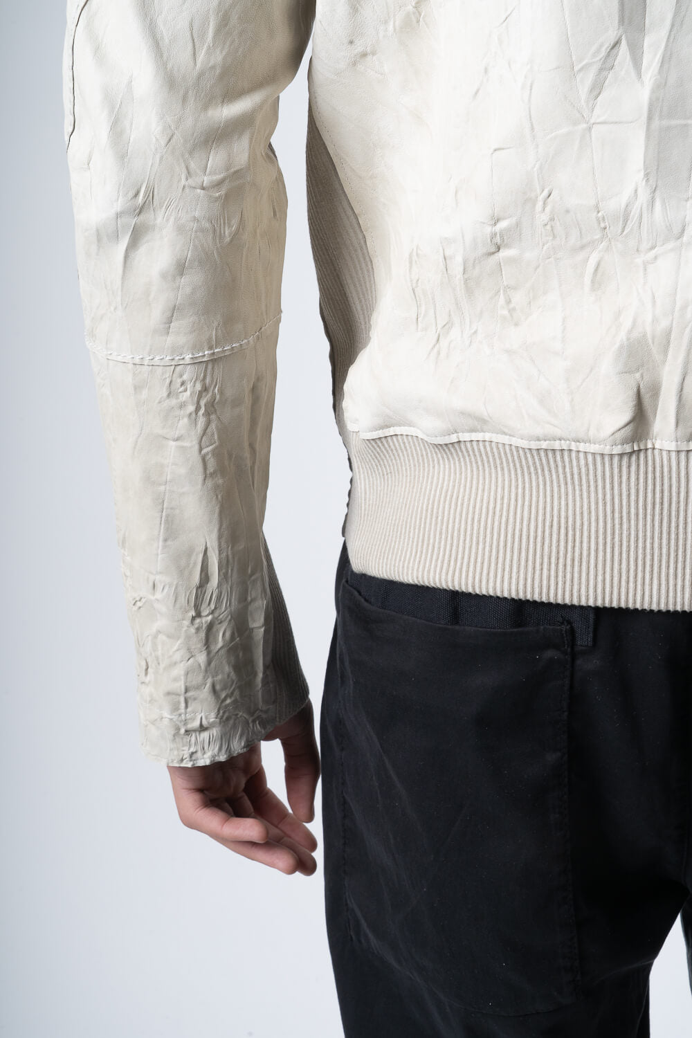Italian Lamb Leather W/ Croc Effect Jacket Cream