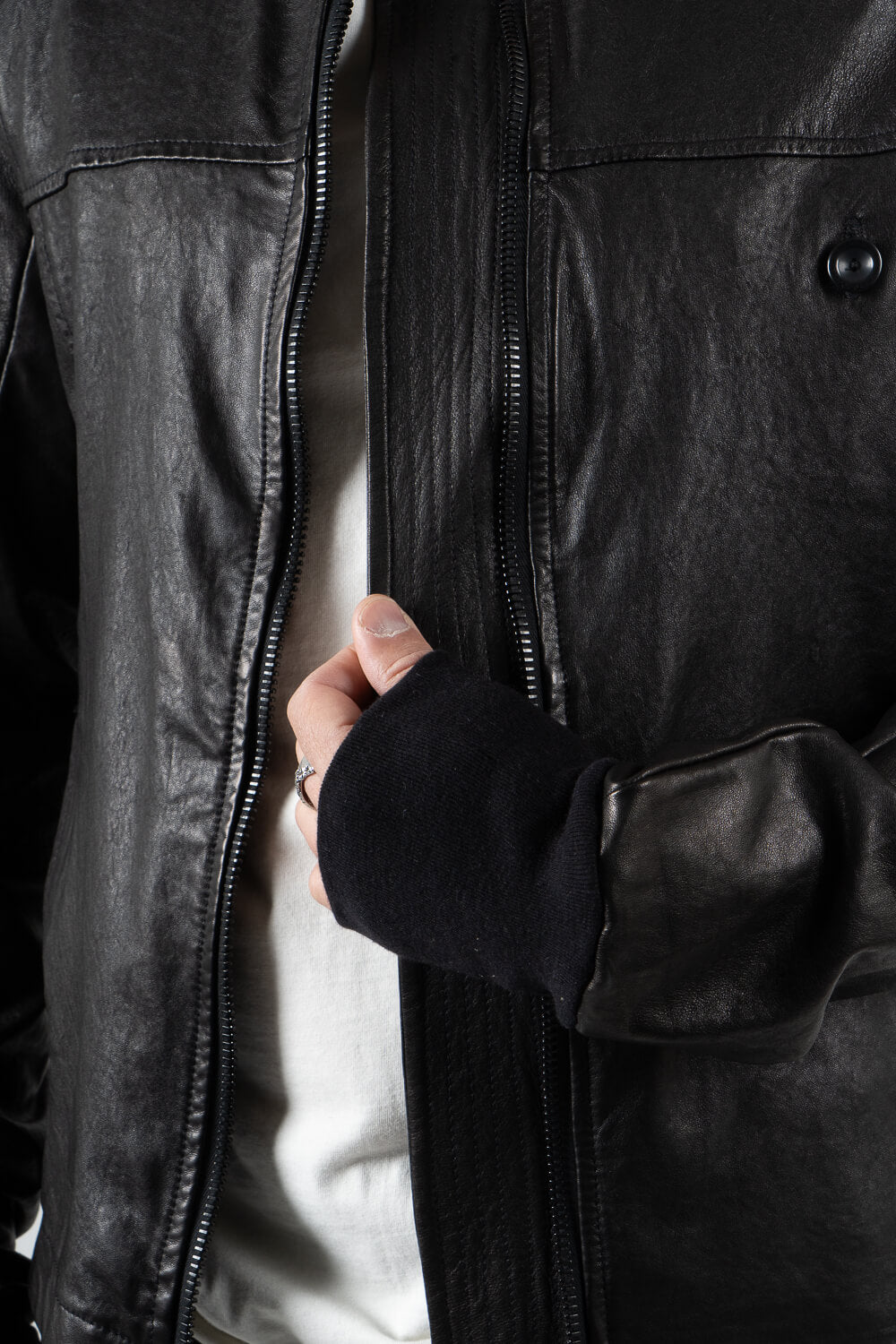 Italian Lambskin Leather Biker Jacket Black
