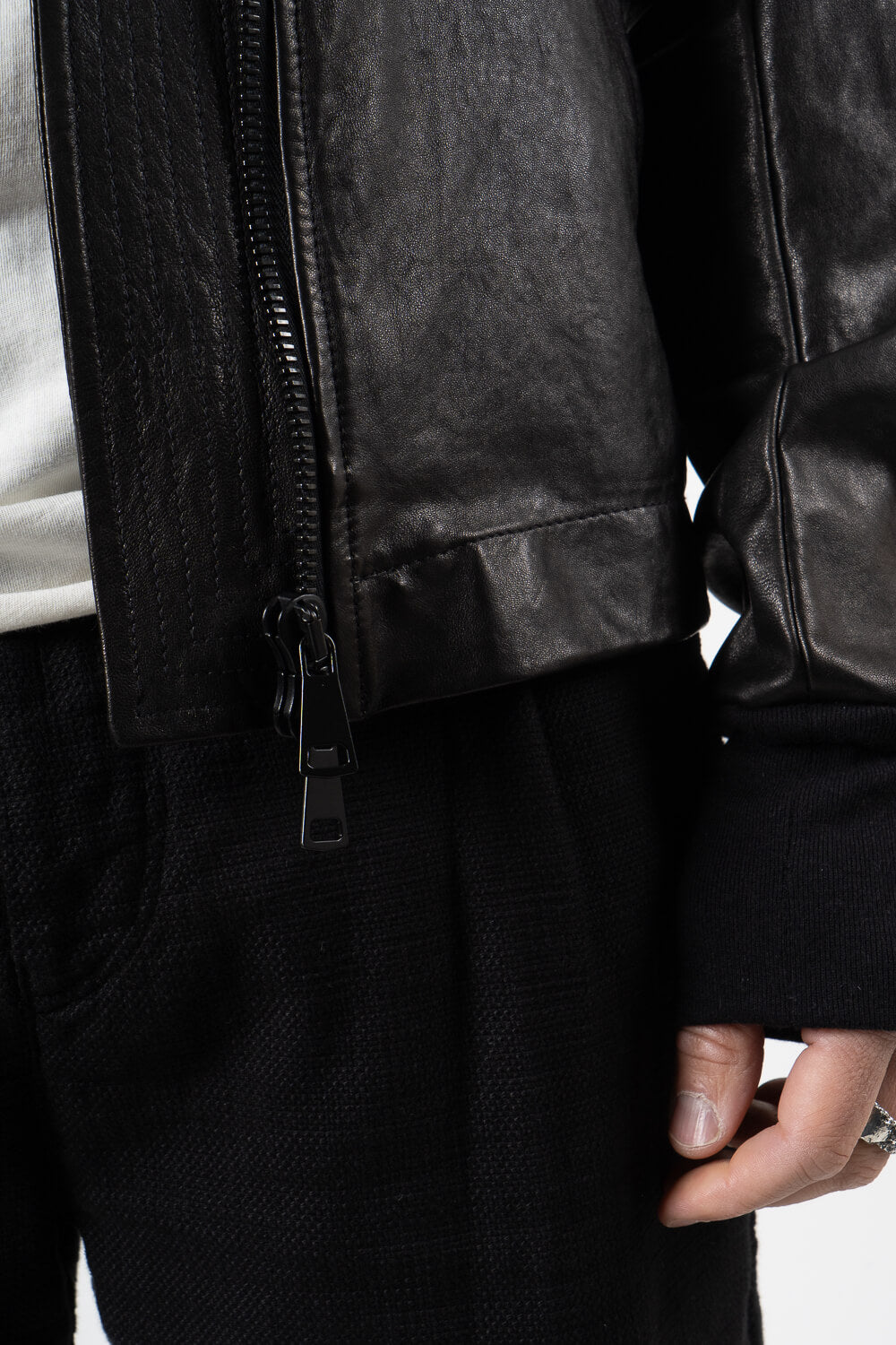 Italian Lambskin Leather Biker Jacket Black