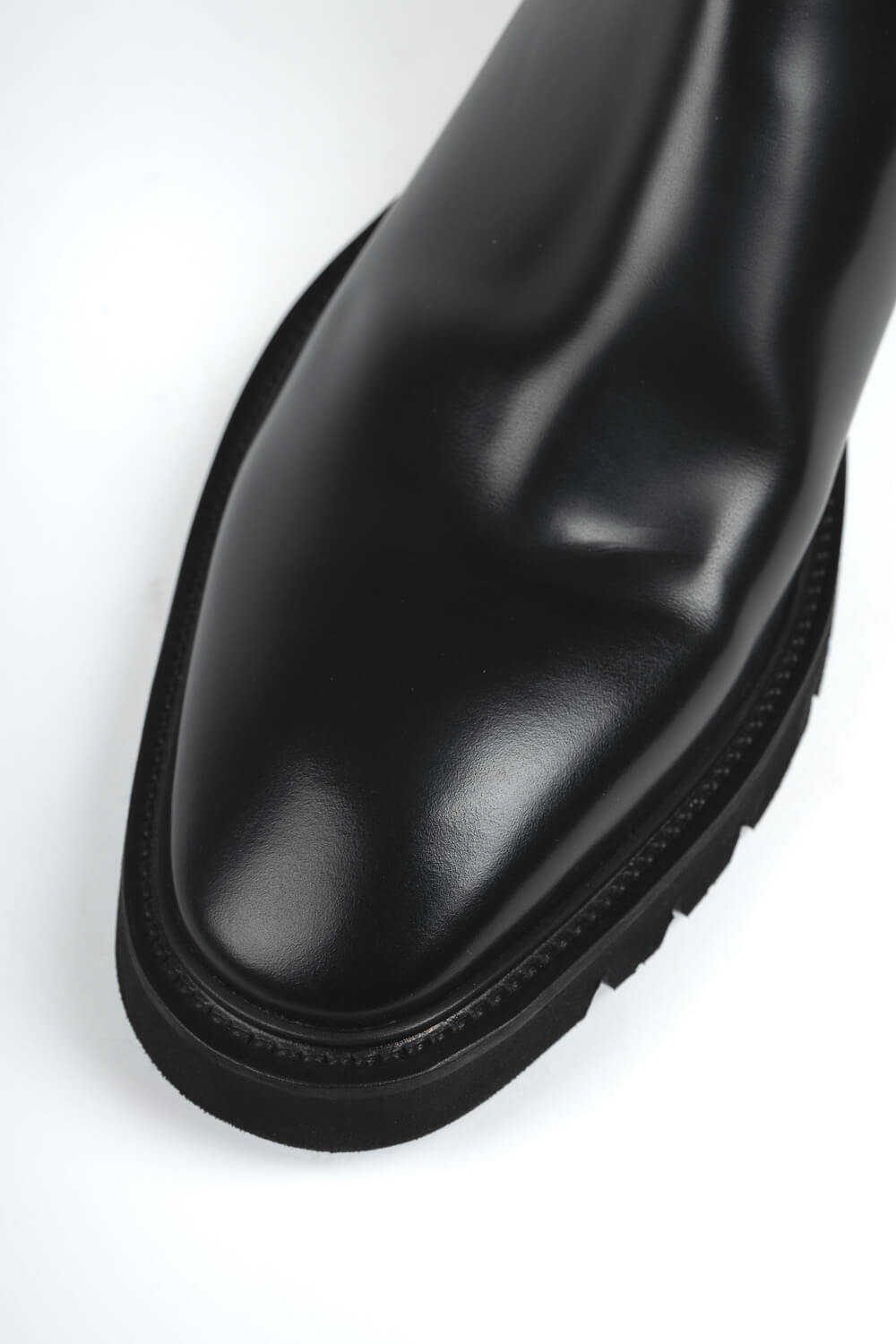 Italian Leather Patent Chelsea Boot Black