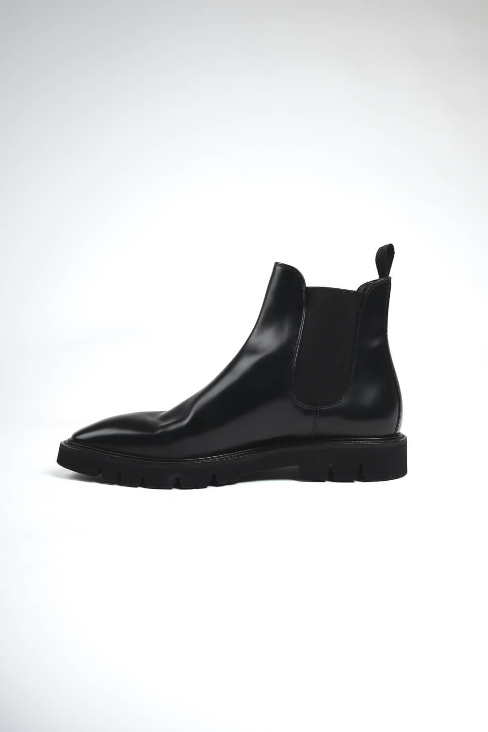 Italian Leather Patent Chelsea Boot Black