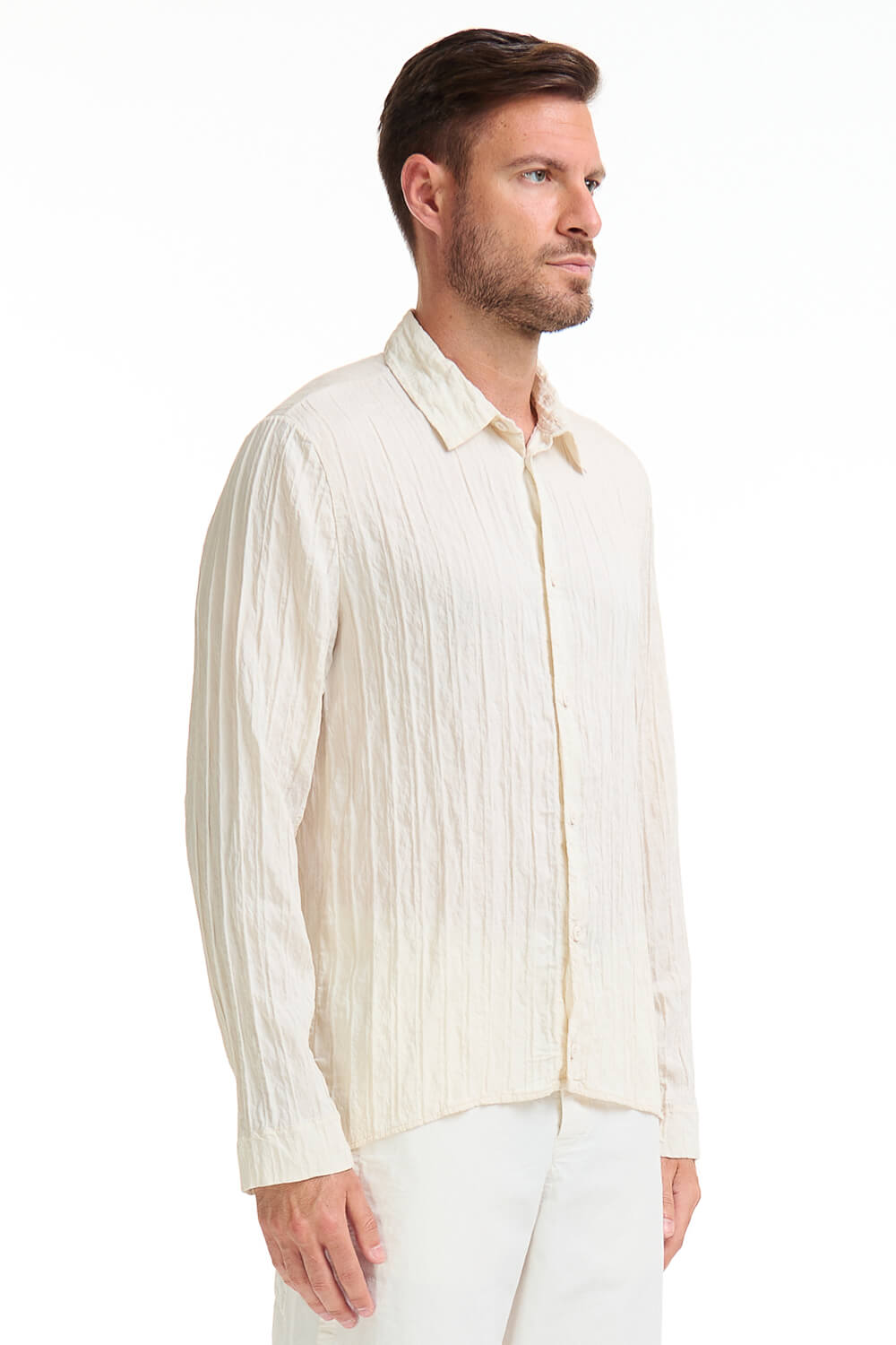 Italian Model Crinkled Effect Shirt Cream