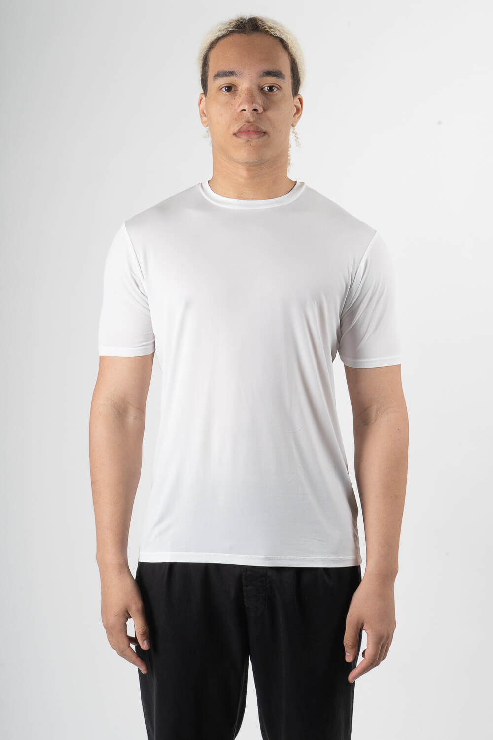 Italian Pure Silk Round Neck T-Shirt White