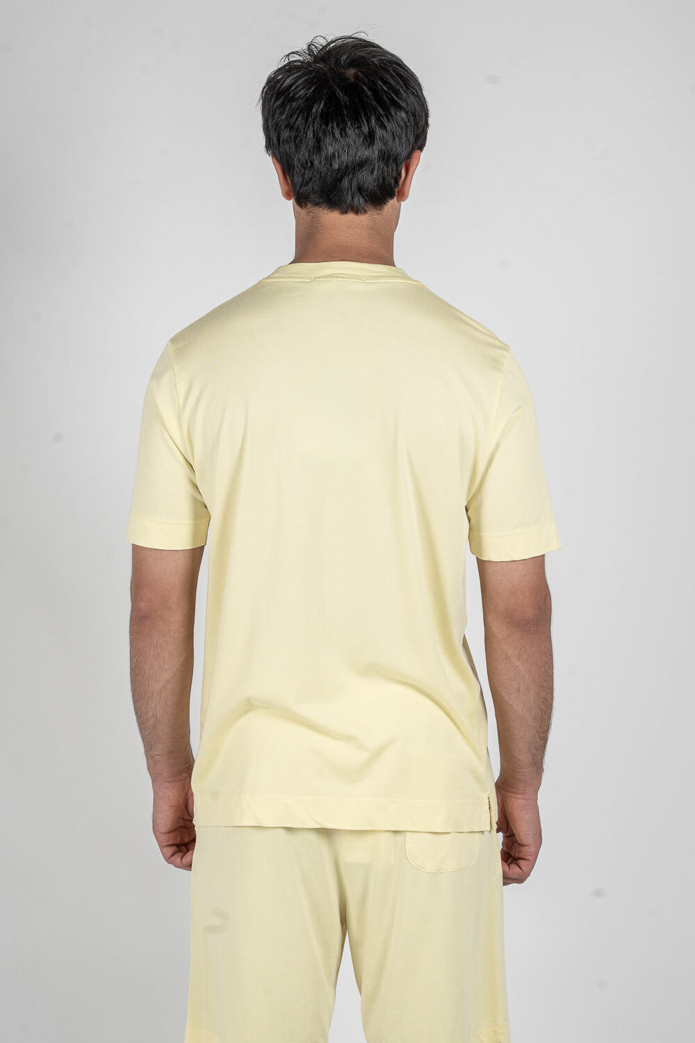Italian Cupro Round Neck T-Shirt Yellow