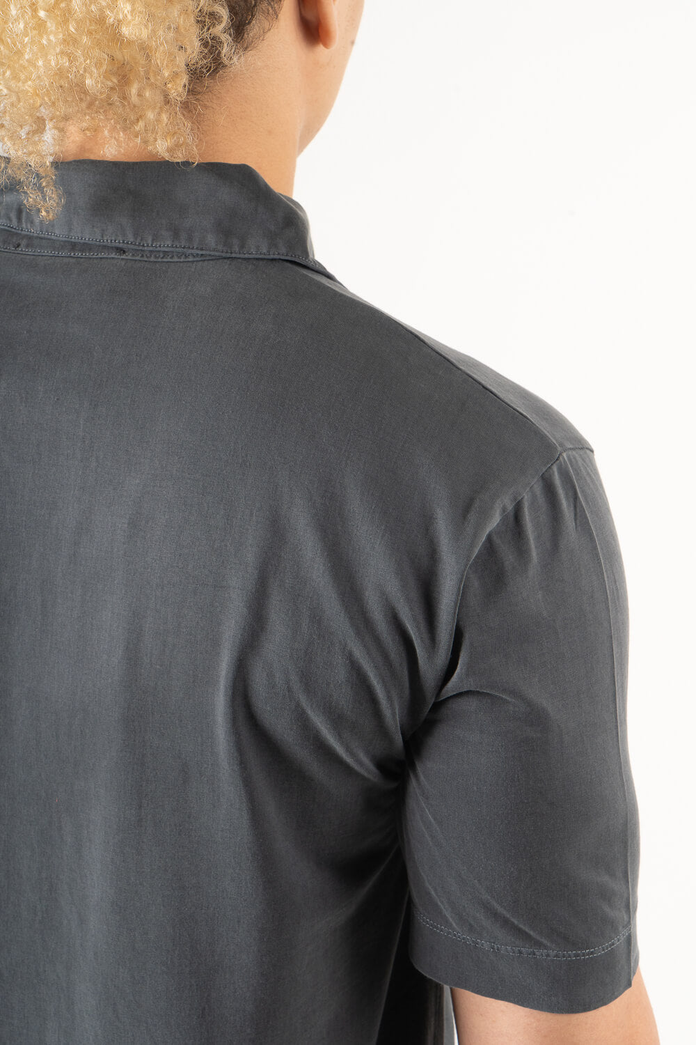 Italian Silk/Cotton Button-Up Shirt Steel Grey