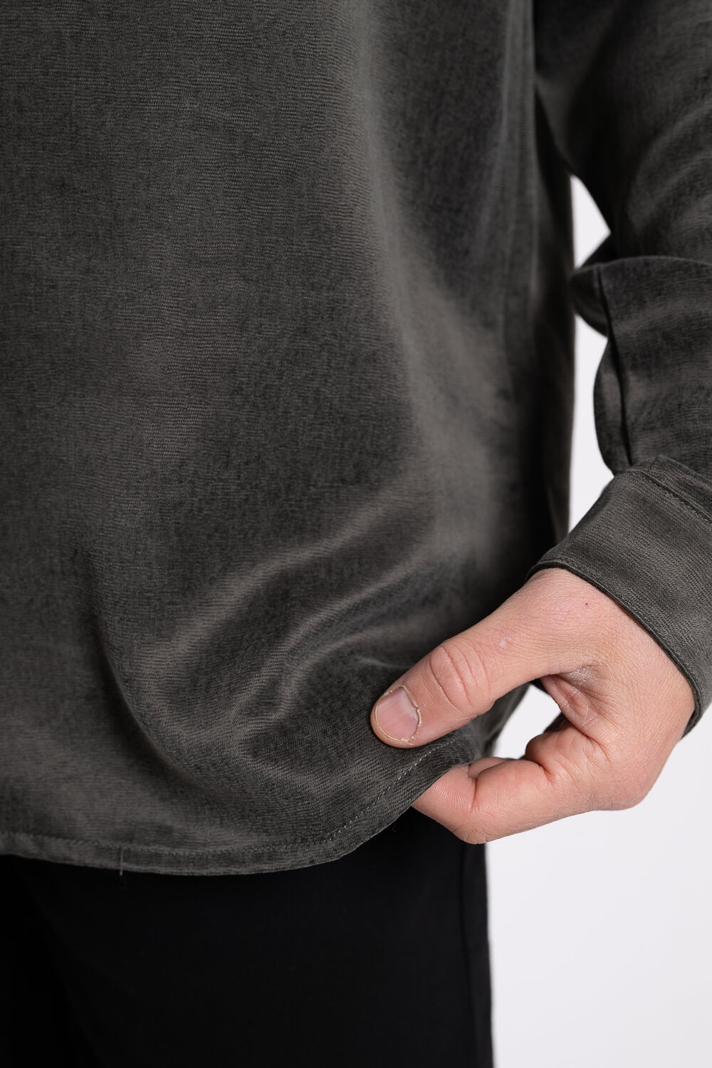 Italian Silk Textured Effect Shirt Khaki Green