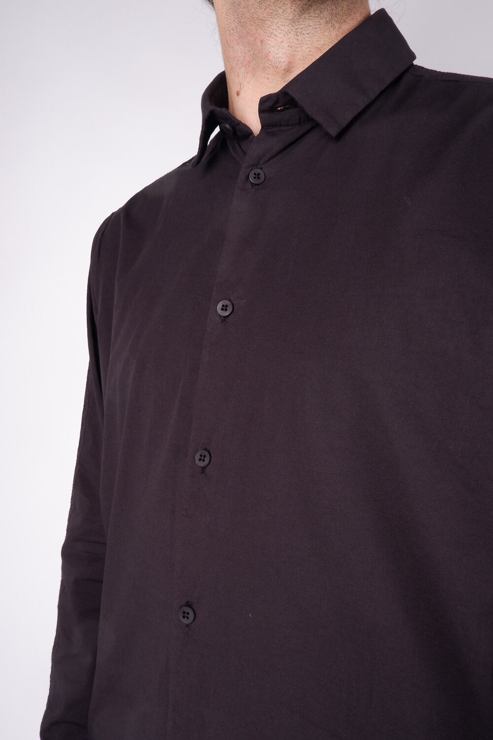 Italian Stretch Cotton Shirt Black