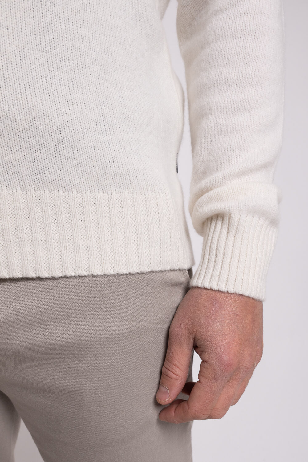 Italian Wool Full Zip Cardigan Beige/Cream