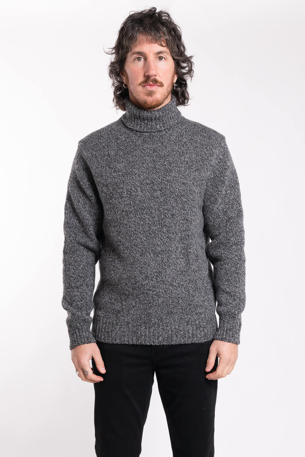 Italian Wool Roll Neck Charcoal