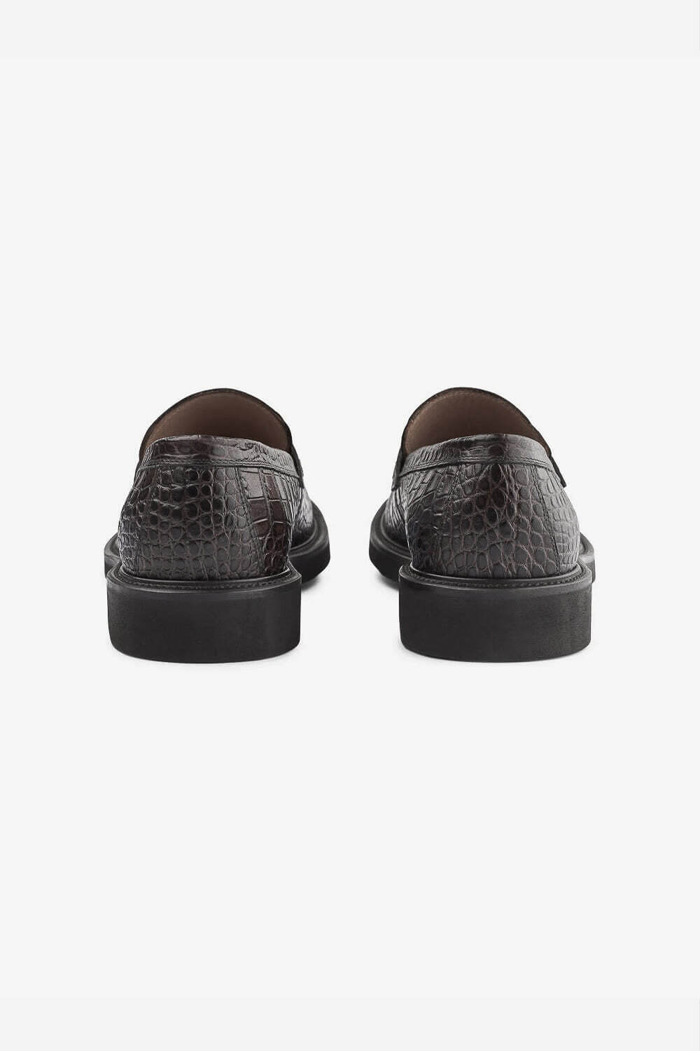 Italian Leather Croc Loafer Black