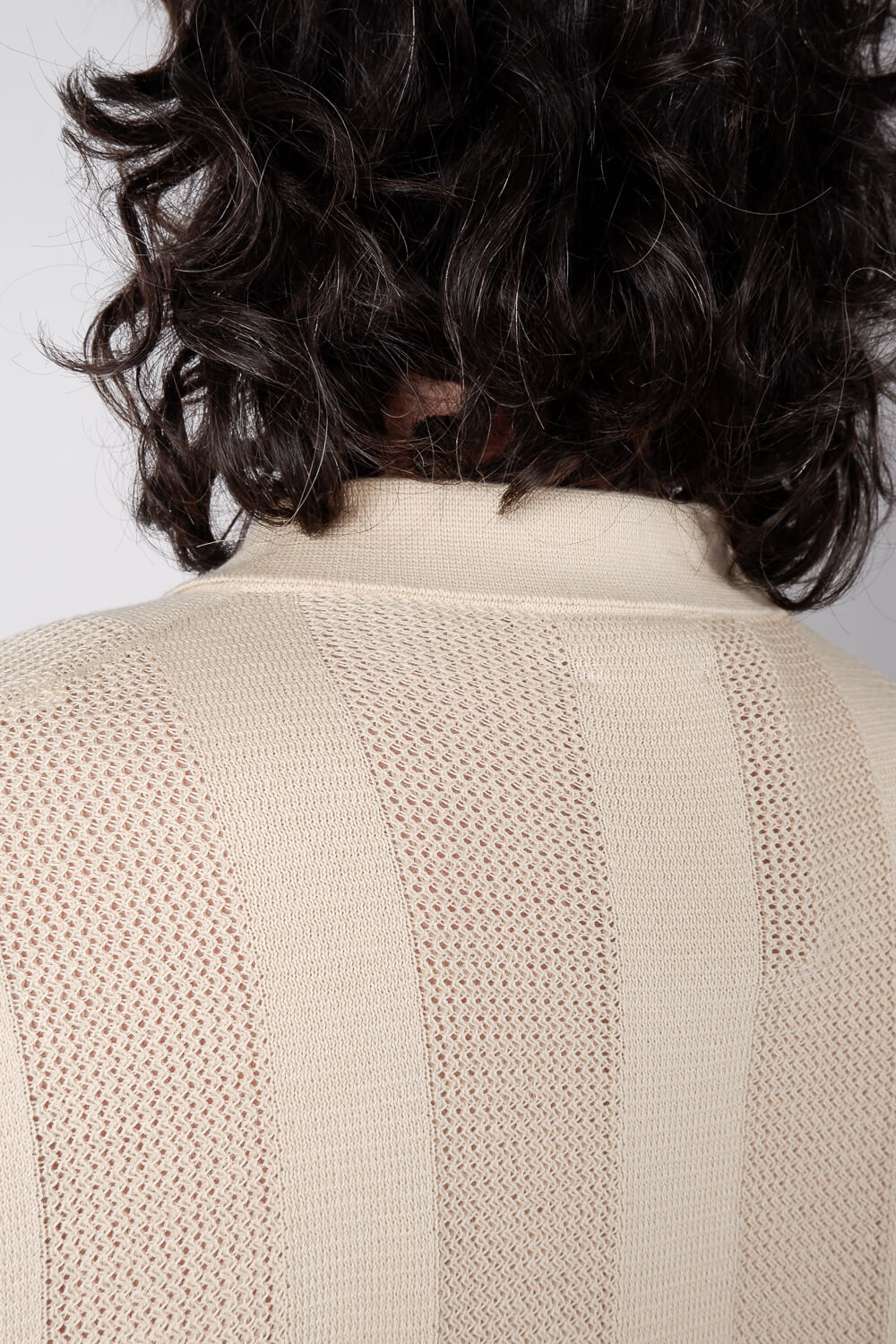 Jacquard Knitted Button-Up Shirt Beige