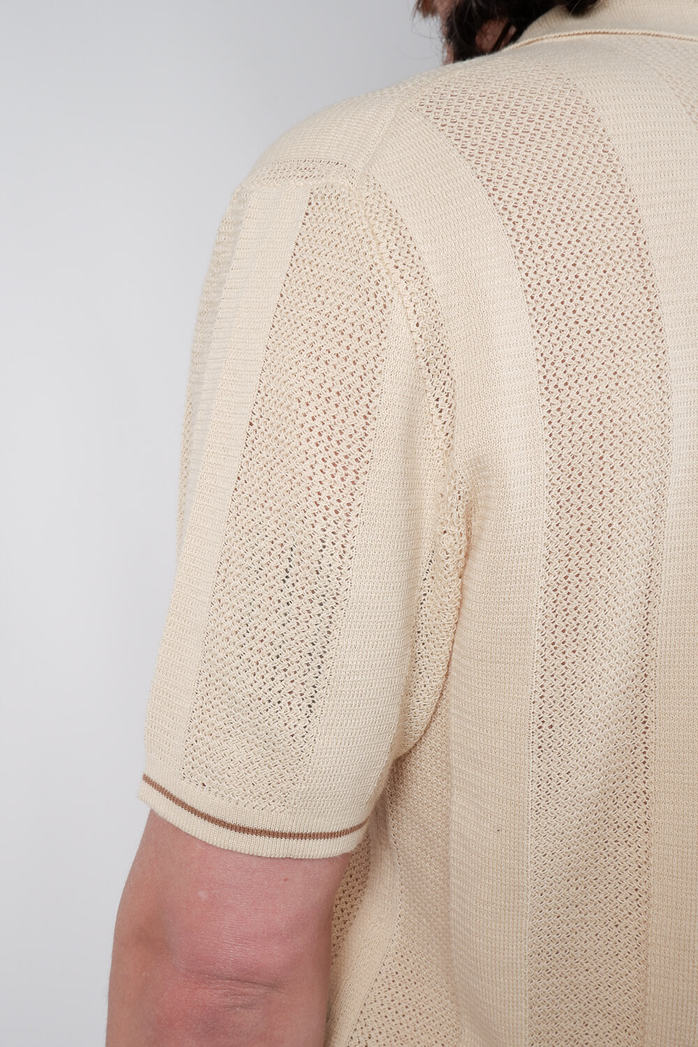 Jacquard Knitted Button-Up Shirt Beige