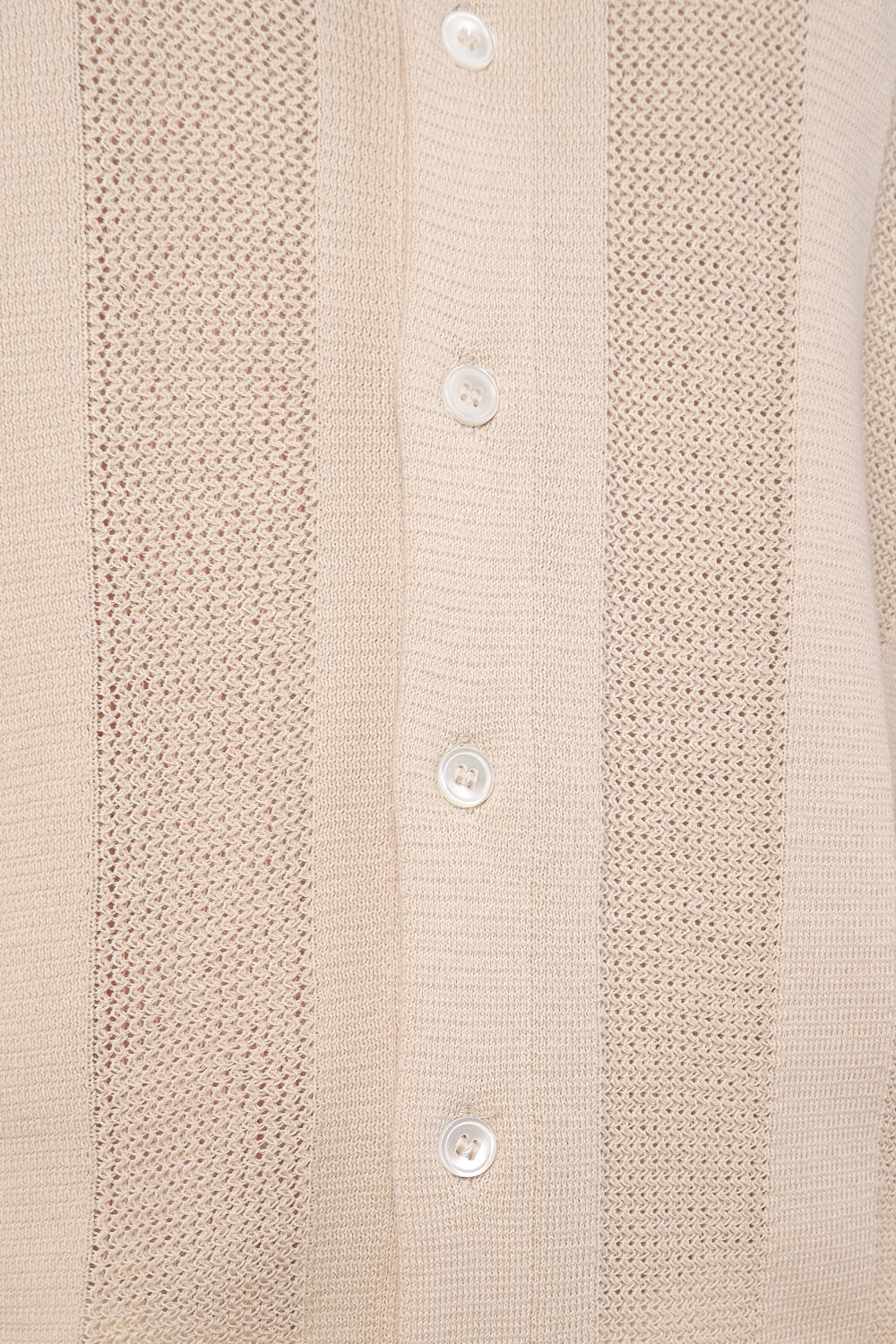 Jacquard Knitted Button-Up Shirt Beige