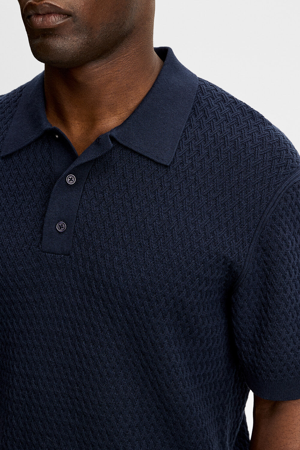 Jacques Structure Knit Polo Navy