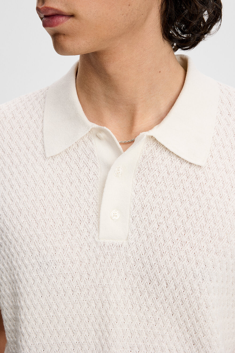 Jacques Structure Knit Polo White/Cream