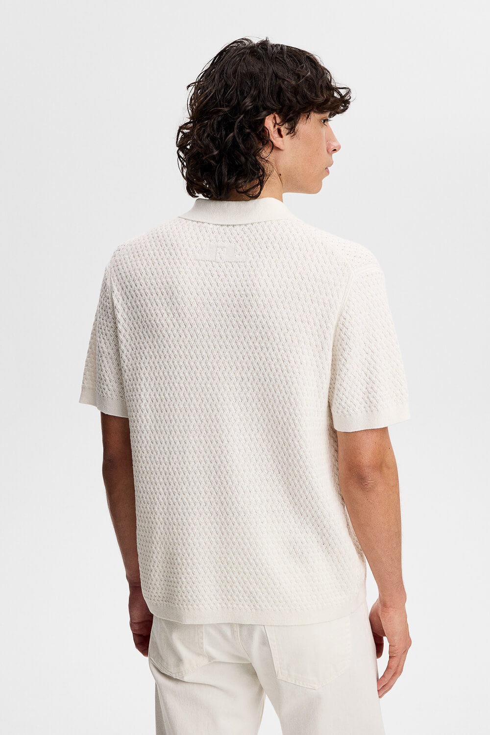Jacques Structure Knit Polo White/Cream