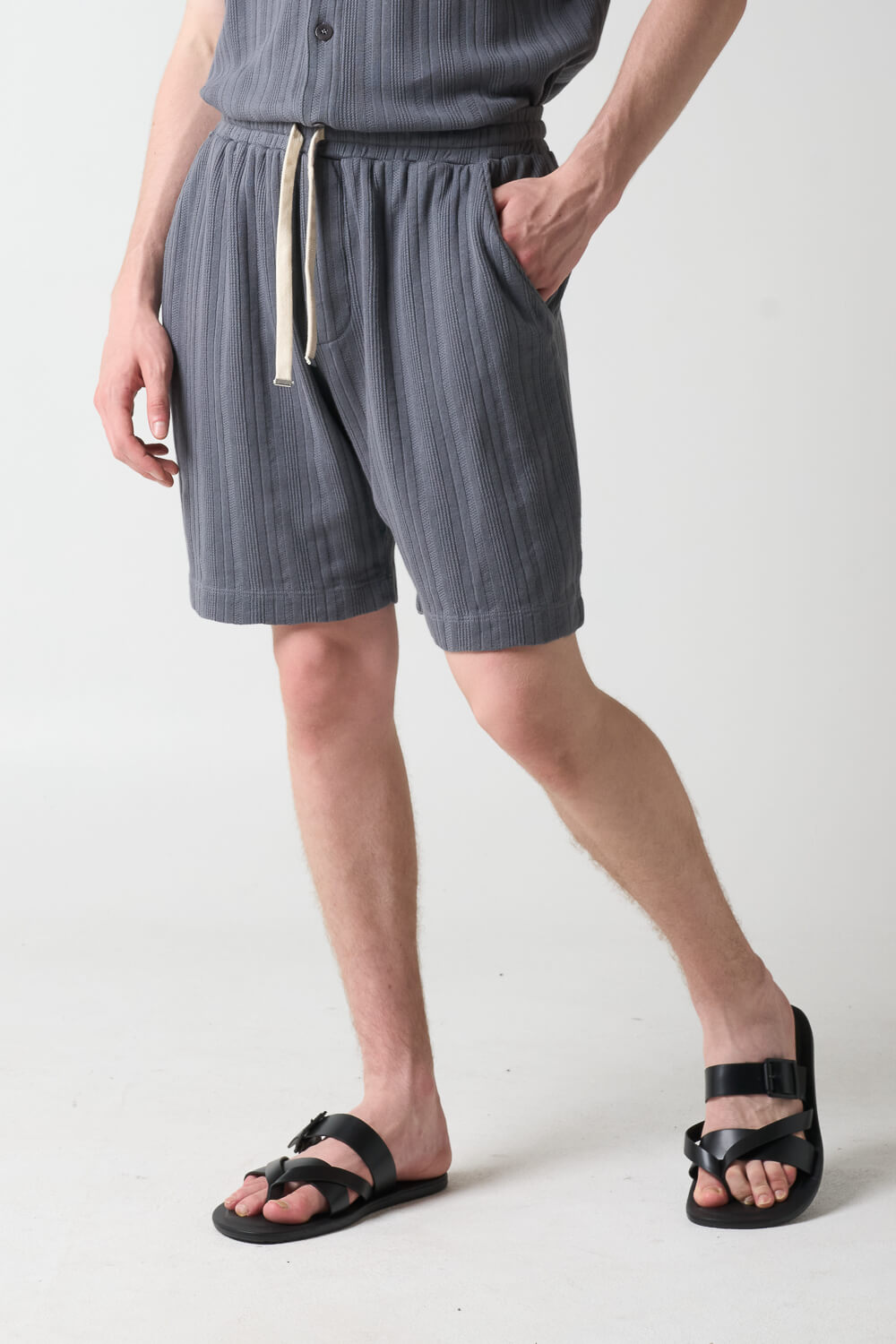 Jersey Cotton Patterned Shorts Charcoal