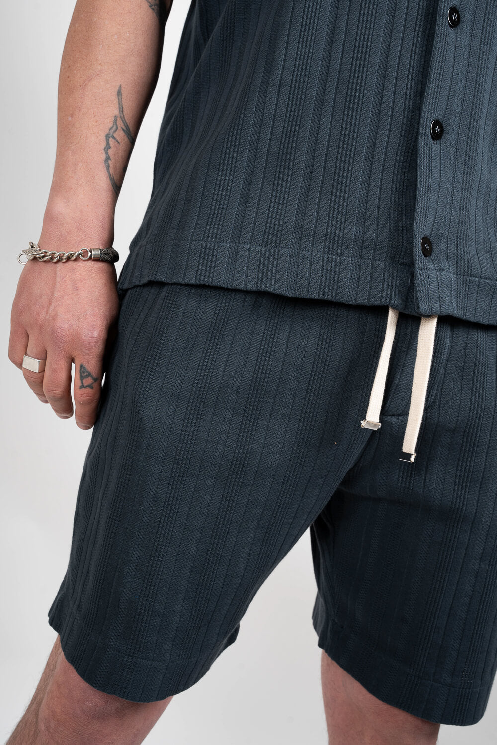 Jersey Cotton Patterned Shorts Charcoal