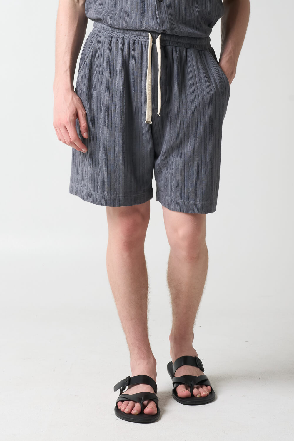 Jersey Cotton Patterned Shorts Charcoal